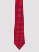 Cravatta uomo 3 pieghe in seta twill rossa fantasia floreale