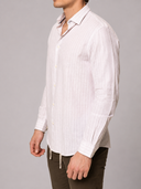 Camicia uomo in lino e cotone rigata collo francese – slim fit