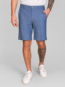 Bermuda uomo in lino e cotone con motivo spigato - slim fit