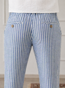 Pantalone uomo sartoriale in lino e cotone rigato - slim fit