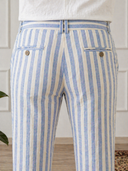Pantalone uomo sartoriale in lino e cotone rigato - slim fit