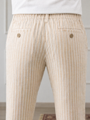 Pantalone uomo sartoriale in lino e cotone rigato - slim fit