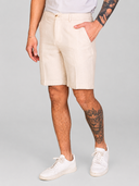 Bermuda uomo in lino e cotone con motivo spigato - slim fit