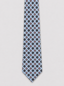 Cravatta uomo 3 pieghe in seta twill azzurro cielo fantasia geometrica