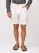 Bermuda uomo in lino e cotone con vita elasticizzata - slim fit