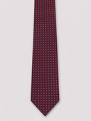 Cravatta uomo 3 pieghe in seta twill bordeaux fantasia geometrica