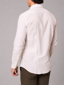 Camicia uomo in lino e cotone rigata collo francese – slim fit