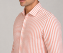 Camicia uomo in cotone e lino rigata collo francese – slim fit