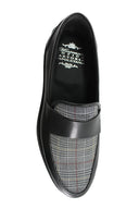 Mocassino classico uomo Antica Sartoria Napoletana in pelle nera con inserto in tessuto