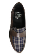 Mocassino classico uomo Antica Sartoria Napoletana in pelle moro con inserto in tessuto