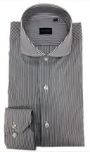 Camicia uomo Bagariny sartoriale in cotone stretch rigato moro - slim fit