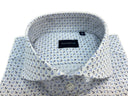 Camicia uomo Bagariny sartoriale in cotone popeline stretch bianco con microfantasie - slim fit
