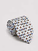 Cravatta uomo 3 pieghe in seta twill bianco fantasia geometrica