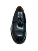 Mocassino classico uomo Antica Sartoria Napoletana con nappine in pelle abrasivata blu