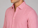Camicia uomo in puro lino collo francese tinta unita – slim fit