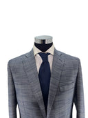 Giacca uomo 2 bottoni in misto lana grigia a quadri foderata