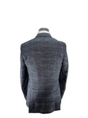 Giacca uomo 2 bottoni in misto lana grigia a quadri foderata