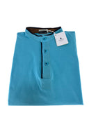 Polo uomo Ardenti in cotone elasticizzato azzurro con collo alla coreana