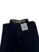 Polo uomo Ardenti in cotone elasticizzato blu con collo alla coreana