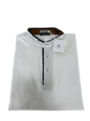 Polo uomo Ardenti in cotone elasticizzato bianco con collo alla coreana