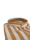 Camicia uomo in puro lino collo coreano medium fit arancio/bianca Made in Italy