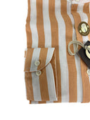 Camicia uomo in puro lino collo coreano medium fit arancio/bianca Made in Italy
