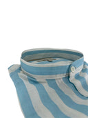 Camicia uomo in puro lino collo coreano medium fit azzurra/bianca Made in Italy