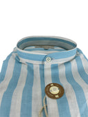 Camicia uomo in puro lino collo coreano medium fit azzurra/bianca Made in Italy