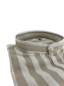 Camicia uomo in puro lino collo coreano medium fit beige e bianca Made in Italy