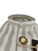Camicia uomo in puro lino collo coreano medium fit beige e bianca Made in Italy