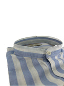 Camicia uomo in puro lino collo coreano medium fit azzurra/bianca Made in Italy