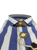 Camicia uomo in puro lino collo francese medium fit avion/bianca Made in Italy