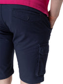 Bermuda cotone elasticizzato con tasconi Art.Leone col.blu Made in Italy