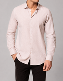 Camicia uomo in lino e cotone rigata collo francese – slim fit