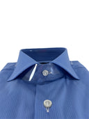 Camicia uomo Bagariny sartoriale in cotone popeline stretch azzurro con microfantasia - slim fit