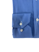 Camicia uomo Bagariny sartoriale in cotone popeline stretch azzurro con microfantasia - slim fit