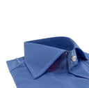 Camicia uomo Bagariny sartoriale in cotone popeline stretch azzurro con microfantasia - slim fit