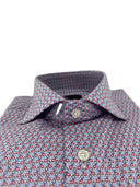 Camicia uomo Bagariny sartoriale in cotone popeline stretch azzurro cielo con microfantasia – slim fit