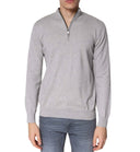Maglia uomo con mezza zip in cotone e cashmere grigio chiaro