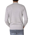 Maglia uomo con mezza zip in cotone e cashmere grigio chiaro