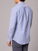 Camicia uomo in lino e cotone rigata collo francese – slim fit