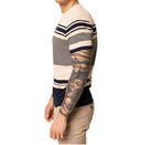 T-Shirt manica corta in cotone con righe orizzontali sabbia e blu