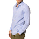 Camicia uomo in puro lino con collo francese  - slim fit
