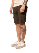 Bermuda in lino e cotone colore verde militare Made in Italy