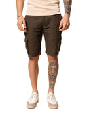 Bermuda in lino e cotone colore verde militare Made in Italy