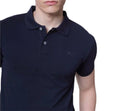 Polo manica corta in cotone piquet colore blu
