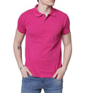 Polo manica corta in cotone piquet colore fucsia