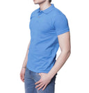 Polo manica corta in cotone piquet colore azzurra