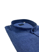 Camicia uomo Bagariny collo coreano in lino e cotone – regular fit