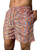 Costume da bagno arancione con stampa pesci in stile marinaro